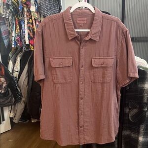 Lucky Brand Men's Dusty Rose Casual Button Down Shirt